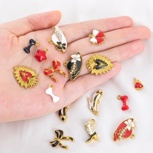 Colorful 304 stainless steel enamel charms including heart, bow, and shoe for DIY jewelry