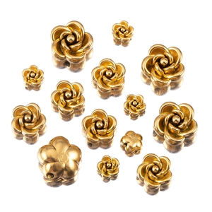 304 Edelstahl Kamelienperlen in 18K Gold für DIY-Schmuckherstellung und Design