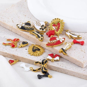 DIY colorful enamel 304 stainless steel pendants in vintage hat and shoe shapes