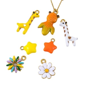 Colorful 304 stainless steel enamel animal and flower charms set for DIY jewelry