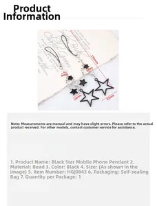 Detailed view of black star-shaped beaded keychain with white pearls and silver chains