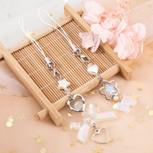 Charmant pendentif pour téléphone avec perles étoile et nœud papillon de style coréen