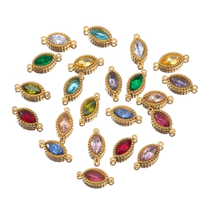 Teardrop marquise crystal charms with gold-plated bezel for jewelry making