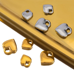 Stainless Steel Heart Charm For DIY Jewelry Making Polished Gold Silver Metal Heart Pendant Accessories Jewelry Findings