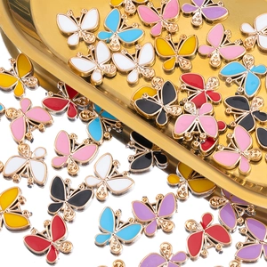 Colorful alloy butterfly charms with gold plating for DIY jewelry making and crafts