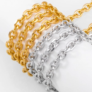 Polished 10x7.5mm aluminum curb chain in gold and silver for DIY jewelry making