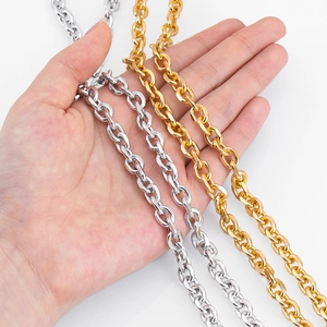 Flat aluminum alloy cross curb chain in gold and silver finish for DIY jewelry making
