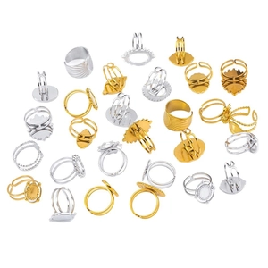 Adjustable stainless steel ring blanks in gold and silver for DIY jewelry making