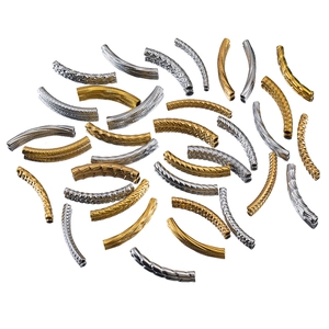 Perles en Tube Incurvé en Acier Inoxydable 304 pour Fabrication de Bijoux DIY Accessoires de Perles de Noodle Plaqué Or Argent