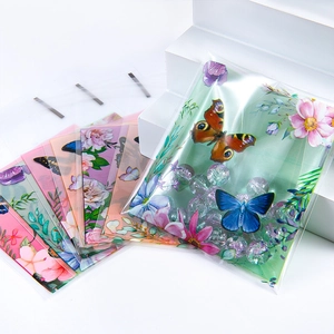 Self-adhesive transparent packaging bags with floral butterfly patterns for gift wrapping