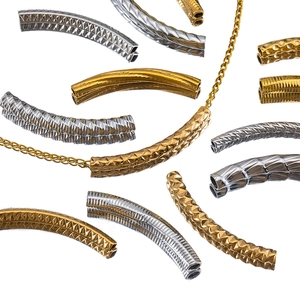 Perles tubes courbées en acier inoxydable 304 avec taille diamant pour bijoux or et argent