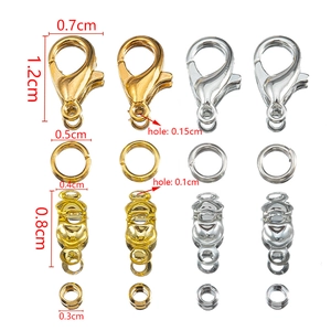 Golden and silver alloy lobster clasp jewelry DIY making set with jump rings and crimp beads