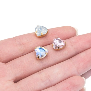 Cristalli in vetro a forma di cuore da 10 mm con castoni dorati in tre colori