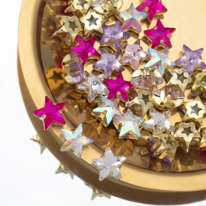 Strass in vetro colorato a forma di stella da 10mm con base in metallo dorato per fai da te
