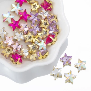 Strass in cristallo a forma di stella con griffe dorate da 10mm per vestiti e gioielli