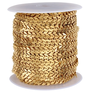 DIY 6mm stainless steel hollow leaf chain on a white spool for jewelry making accessories