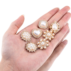 Geometric pearl rhinestone buttons set for hair accessories and clothing jewelry