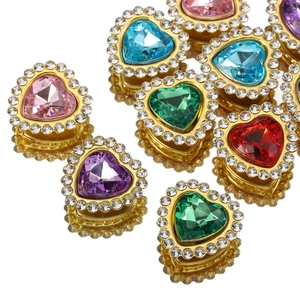 Colorful heart-shaped crystal rhinestones with gold base for DIY jewelry making