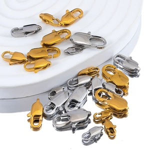Polished gold and silver stainless steel lobster clasps for DIY necklace making