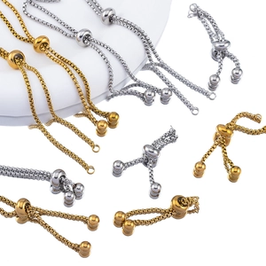 Adjustable stainless steel box chain with slider bead for DIY bracelet jewelry making