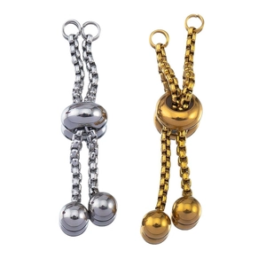 Adjustable stainless steel slide chain with gold and silver slider beads for DIY jewelry