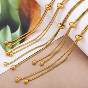 Adjustable Stainless Steel Snake Chain For DIY Jewelry Making Gold Silver Plated Sliding Bead Necklace Chain Accessory