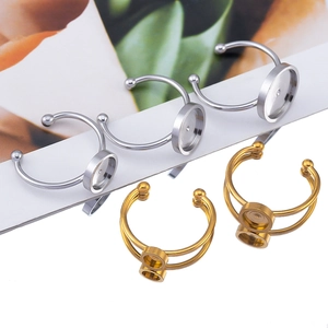 Basi per anelli fai-da-te in oro 18k e argento con castoni tondi regolabili per artigianato