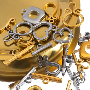 Chiusure a Toggles in Acciaio Inossidabile a Forma di Cuore Goccia d'Acqua Quadrata per Creazione Gioielli Fai da Te Oro Acciaio Collana Bracciale Connettori