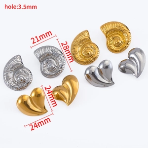 Pendentifs nautile et cœur en acier inoxydable doré et argenté pour bijoux DIY