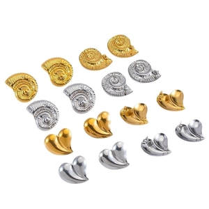 Ensemble de boucles d'oreilles en acier inoxydable doré et argenté, formes cœur et spirale