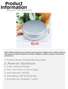 Detail view of a 40ml round aluminum container with dimensions 6x2.2cm and screw lid
