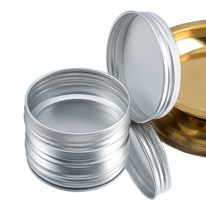 Polished silver 40ml aluminum round tin container with screw lid for cosmetics and storage