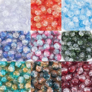 Crackle Glass Round Beads Printed Loose Beads For DIY Jewelry Making Bracelet Necklace Accessories