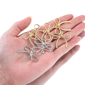 Colgantes de lazo con diamantes de imitación en oro y plata para joyería DIY