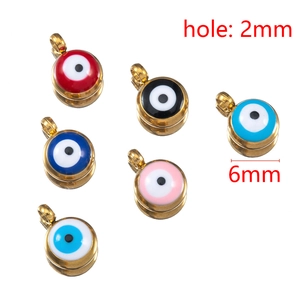 Set mit 6mm vergoldeten Edelstahl-Evil-Eye-Anhängern in verschiedenen Farben für Schmuck