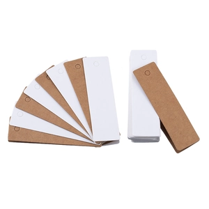 Blank kraft paper and white card gift tags with pre-punched holes in rectangle shape