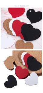 Small heart-shaped card tags in red black white and kraft paper with pre-punched holes