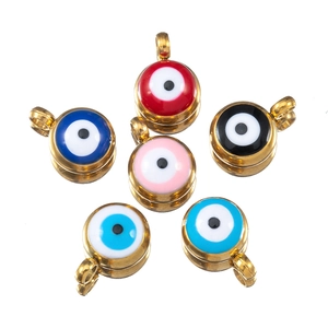 6er-Set bunte Evil Eye Anhänger aus Edelstahl und Emaille für DIY-Schmuckherstellung