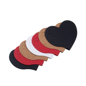 Set of small heart-shaped gift tags in red, black, white, and kraft paper cardstock