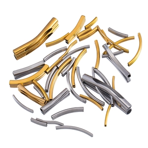 Stainless Steel Curved Tube Beads Smooth Mirror Finish Metal Spacers For Bracelet Necklace Jewelry Making Supplies Accessories
