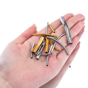 Polished gold and silver stainless steel curved tubes for DIY necklace and bracelet making