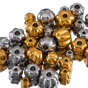 Mix of gold and silver stainless steel baroque pumpkin and flower loose beads for DIY jewelry