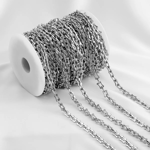 304 stainless steel hollow bone square chain on white spool for DIY jewelry making