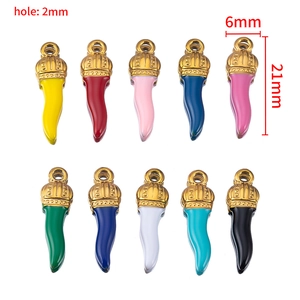 Stainless Steel Italian Horn Cornicello Pendants Enamel Drip Lucky Chili Pepper Charms For DIY Earrings Bags Jewelry Making Accessory
