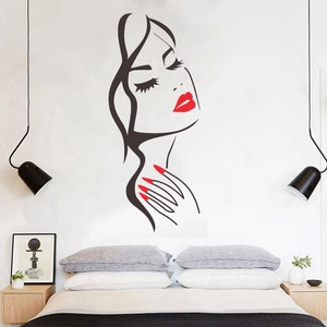 Modern Minimalist Female Silhouette Wall Sticker PVC Waterproof DIY Carved Vinyl Art Decal For Bedroom Beauty Salon Decor