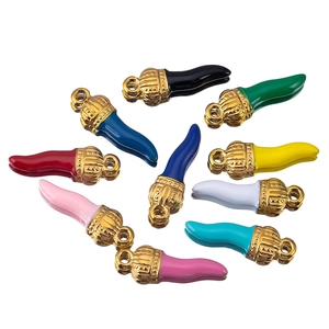 Colorful cornicello chili charms with gold caps for DIY jewelry and bag accessories