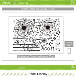 Dandelion wall sticker with Bloom where you are planted quote, 70x50cm compact layout
