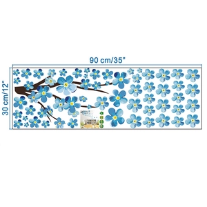 Detail of blue plum blossom wall sticker set made of eco-friendly PVC material