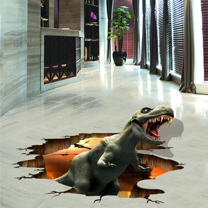 3D broken wall dinosaur wall sticker with T-Rex design for kids room decor