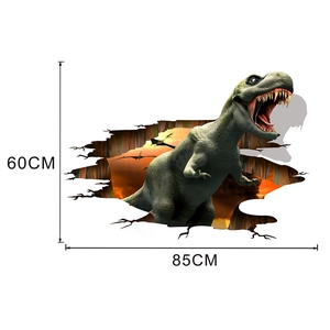 Detailed 3D dinosaur wall sticker measuring 60x85cm featuring a realistic T-Rex design